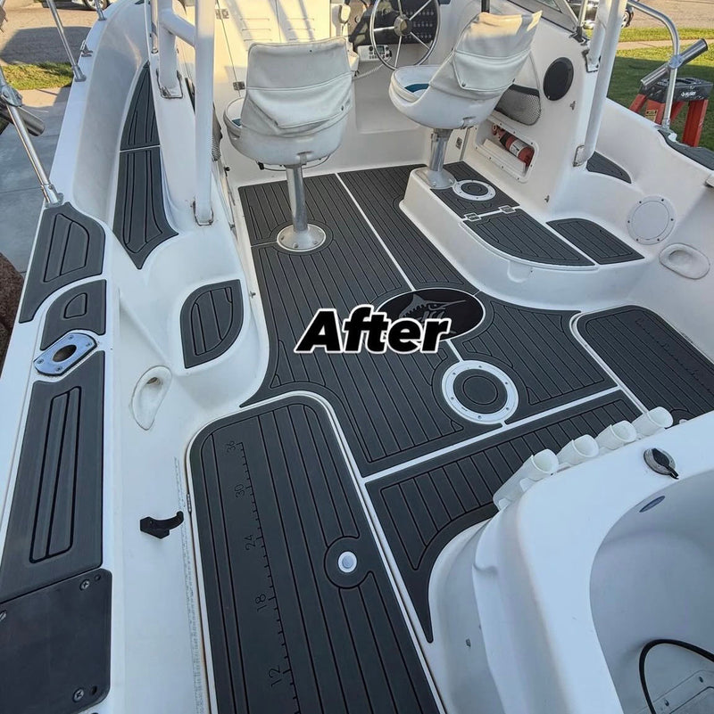 Finished GatorStep marine flooring install by Lakebound Marine